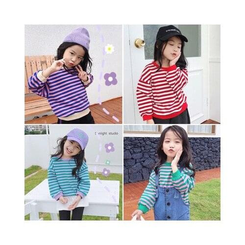 Sweatshirt for Baby Girls Clothes 2019 Autumn New Childrens Striped T Shirts Kids Long Sleeve Pullovers Top Tees Kids Sweaters