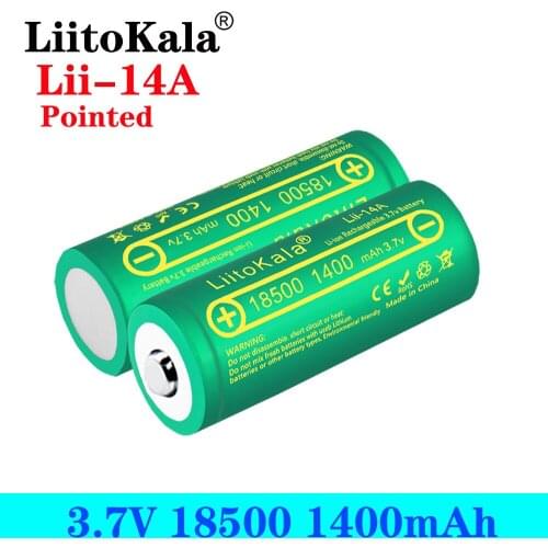 LiitoKala Lii-14A 18500 1400mAh 3.7V 18500 Battery Rechargeable Battery Recarregavel Lithium Li-ion Batteies For LED Flashlight
