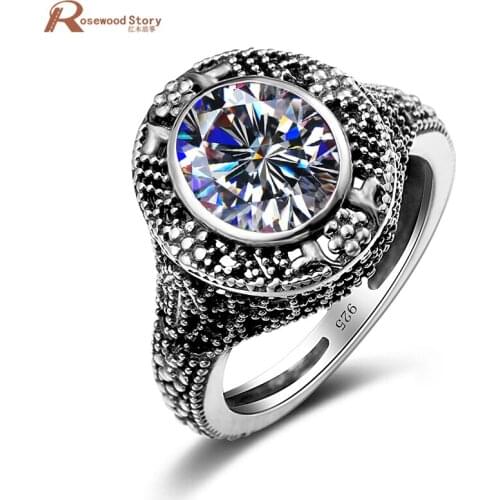 Vintage Turkish Jewelry Oval Cubic Zirconia Stone Cocktail Ring Handmade 925 Sterling Silver CZ Rings For Women Wedding Party