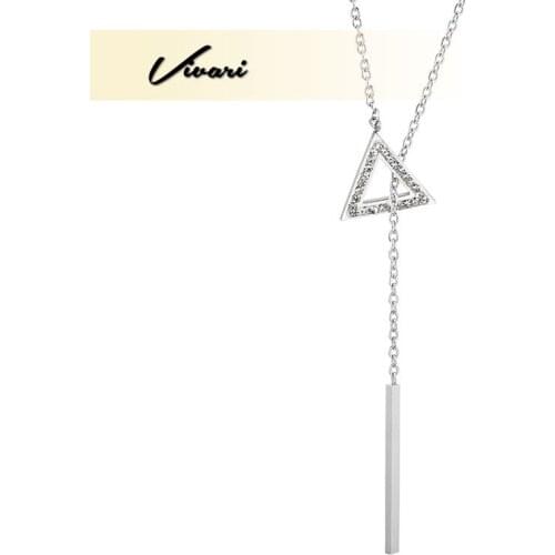 Vivari Triangle Crystal Love Necklace For Women Silver Color Stainless Steel New Design Pendant Necklaces Gift Fashion Jewelry