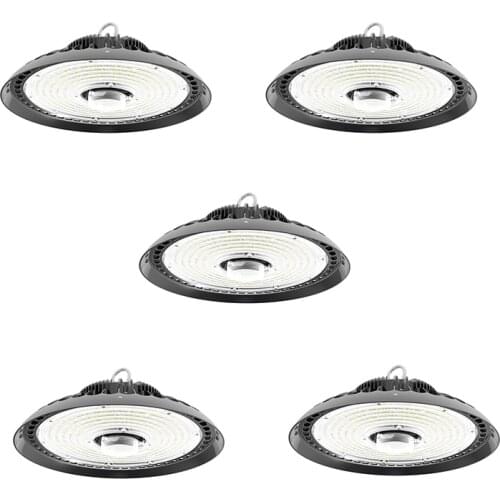 Waterproof IP65 Slim Super Bright Commercial Bay Lighting 5pcs 100w 150w 200w 170lm/W Microwave Sensor UFO LED High Bay Light