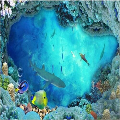 Wellyu 3D flooring dark sea to paste three - dimensional custom large - scale murals pvc waterproof thick floor paste