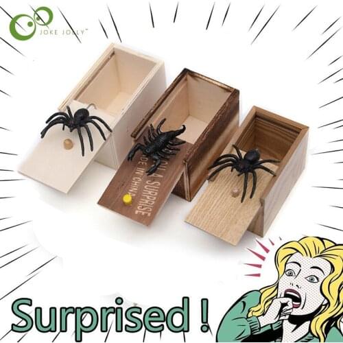 Funny Scare Box Wooden Prank Spider Hidden in Case Great Quality Prank-Wooden Scarebox Interesting Play Trick Joke Toys Gift YJN