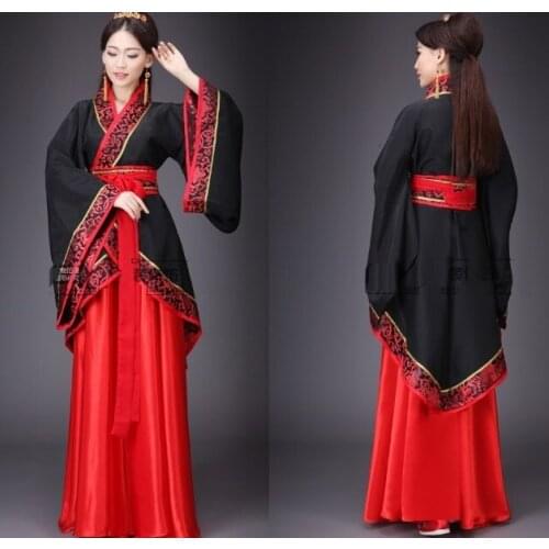 Women clothing dynasty chinese folk dance costume for woman black costumes tang fairy ancient hanfu dress woman men kid