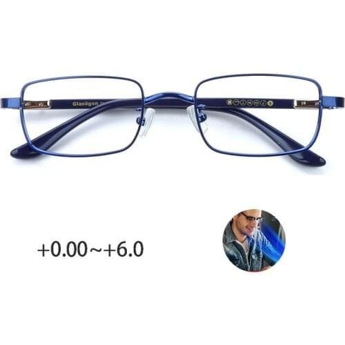 Women Blue Light Blocking Reading Glasses Rectangular Metal Glasses Frames