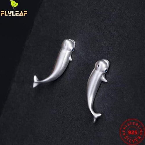 925 Sterling Silver Beluga Stud Earrings For Women Handmade Ethnic Style Female Fine Jewelry