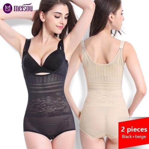 Meisou 2PCS Womens Slimming Underwear Bodysuit Body Shaper Waist Shaper Shapewear Postpartum Recovery Slimming Shaper Dropship