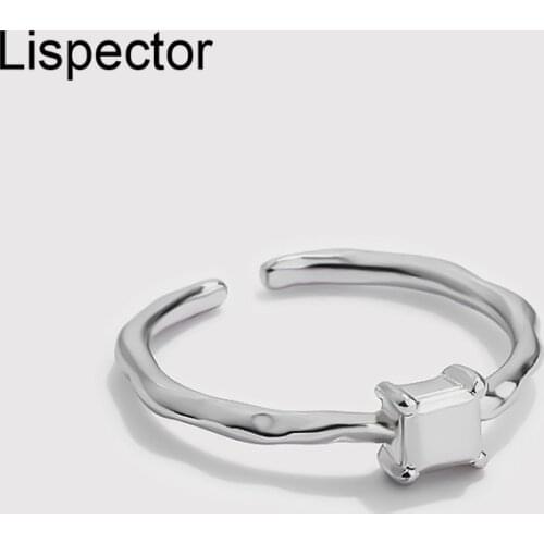 Lispector 925 Sterling Silver Korean Simple Geometric Rings for Women Minimalist Chic Open Ring Party Matching Female Jewelry