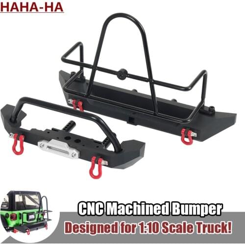 Tough Metal Front Rear Bumper with Stinger/Spare Tire Carrier for 1/10 RC Crawler Traxxas TRX4 Axial SCX10 90046 Redcat Gen8