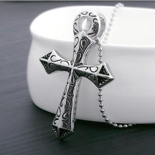 24'' High Quality Large 46*72mm Biker Cross crucifix Pendant 316L Stainless Steel Rolo Chain Necklace Friends Gifts Vintage