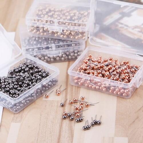 Push Pins, 400pcs Round Plastic Head Steel Point Push Pins Map Thumb Tacks Pin with Storage Box, Office School Supplies