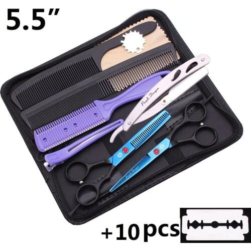 5.5" Stainless Steel Professional Hairdressing Scissors Barber Shop Accesorios Set Hairdresser Y1239 Black Gold