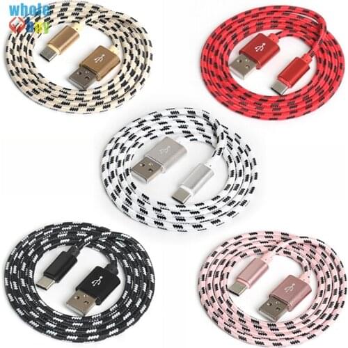 500pcs USB Type C Cable For Xiaomi Redmi Nylon Lattice Braided Mobile Phone Fast Charging USB-C Cable for Samsung Galaxy S9