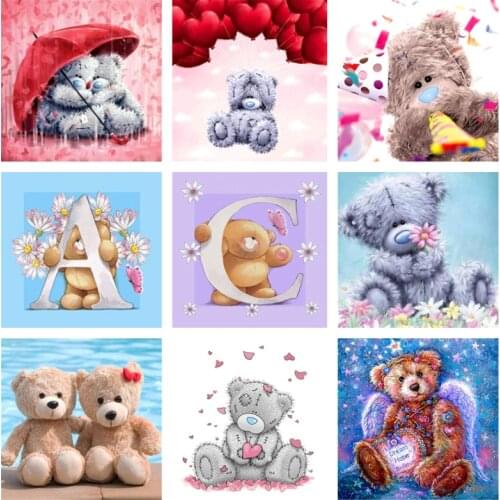 5D DIY Cartoon Diamond Painting Cute Animal Teddy Bear Full Round Drill Diamond Embroidery Mosaic Home Decoration Wall Art Gift