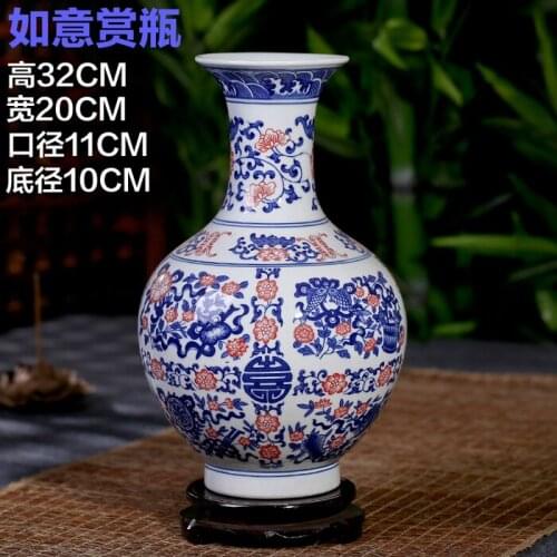 6 Styles Antique Chinese Blue And Red Ceramic Porcelain Vase With Qing Qianlong Mark