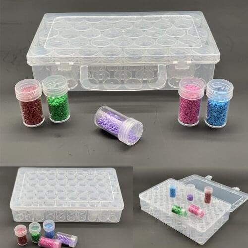60 Bottles Box Transparent Container Case Diamond Painting Accessories Diamond Embroidery Beads Storage Box Organizer Tools