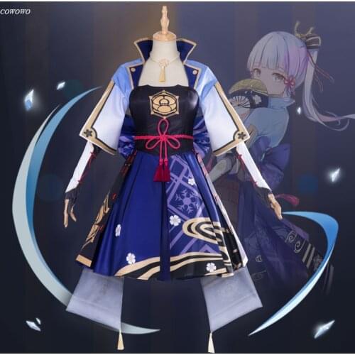 Anime! Genshin Impact Kamisato Ayaka Game Suit Lovely Dress Uniform Cosplay Costume Halloween Party Outfit For Women 2021 NEW