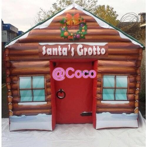 Free air ship to door!4x3m hot sell inflatable santa house,inflatable santa grotto for Christmas, oxford Chirstmas tent
