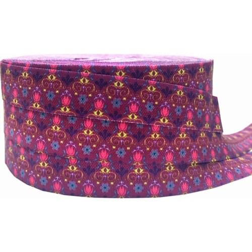 Frozen ice Romance Pattern Print Fold Over Elastic FOE Ribbon Webbing Diy Headwear Hair Sewing Accessories 10yards 16mm