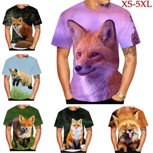New Fashion Men Women 3D Print Cute Fox T Shirt Tops Casual Short Sleeve Printed O-Neck T-Shirt