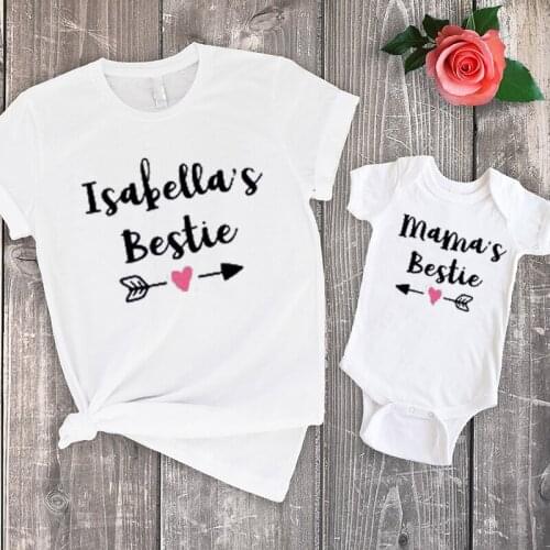 Mamas Bestie Matching Tees Baby Kids T-shirts Mommy and Me Clothes Best Friend Shirts Big Sister Family Clothing