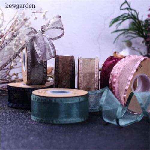 Kewgarden 1" 1.5" 25mm 40mm Lace Ruffle Edge Organza Ribbons Handmade Tape DIY Bowknot Satin Ribbon Accessories Riband 10 Yards