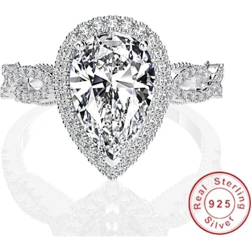 Water Drop 4ct Moissanite Diamond Ring 100% Original 925 sterling silver Engagement Wedding band Rings for Women Fine Jewelry