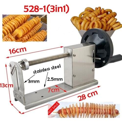 Commercial Manual Spiral Potato Chips Curly Fries Twist Hot Dog Cutter Slicer