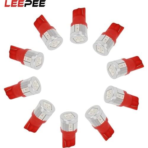 LEEPEE 10pcs Car Reversing Lamps Clearance Lights Reading Lamps License Plate Lights W5W 5630 LED Bulb DC 12V T10 6SMD 5730