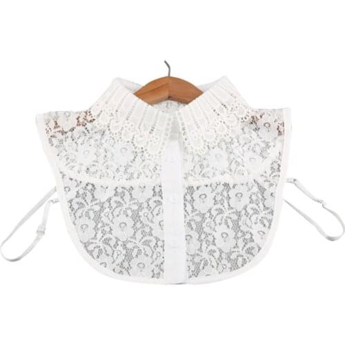 Fashion Women Solid Shirt Cotton Lace False Collars White & Black Blouse Vintage Detachable Adjust Clothes Accessories