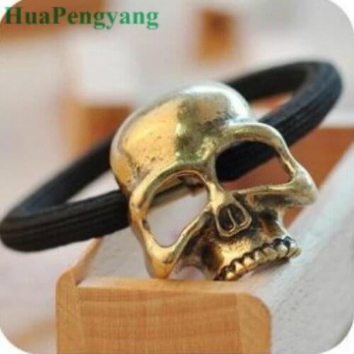 Fashion Personality Of The European And American Jewelry Retro Punk Three-dimensional Skull Metal Hair Belt Wholesale Free Shipp