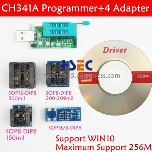CH341A 24 25 Series EEPROM Flash BIOS USB Programmer Module +SOIC8 SOP8 SOP16 to dip8 adapter For EEPROM EZP2010 2013 2019 Type