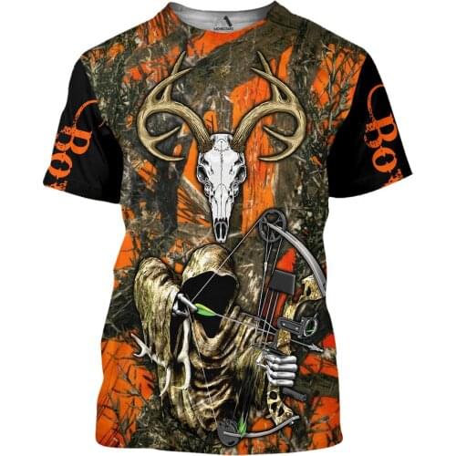 US Size 2021 Summer New Fashion T-shirt Deer Hunter Camo 3D Printed Men Women T Shirt O-Neck Casual Harajuku Tee Tops