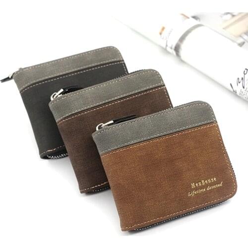 MenBense Korean Style Frosted Stitching Men Short Wallet Large Capacity Multi-card Clutch Bag Coin Purse High Quality Mini Bags