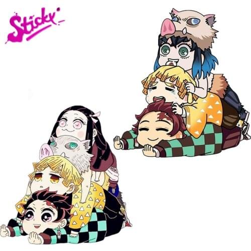 STICKY Cate Demon Slayer Tanjirou Nezuko Anime Car Sticker Decal Decor For Motorcycle Off-road Laptop Trunk Guitar PVC