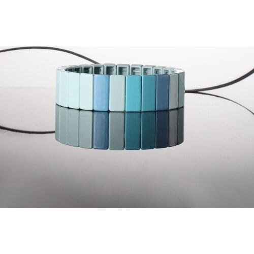 2020 New Year Charm Tile Bracelet Enamel Stretch Bracelets Trendy Tila Colorblock Beaded Friendship Bracelet For Women Gifts