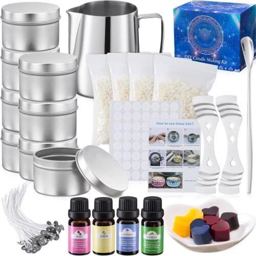 New Home Fashion 1 Set DIY 40ml Candle Making Kit Including Wax Jar Beeswax Wick Candle Box Spoon Etc Accessories
