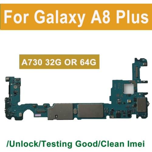 Original Unlocked Main Motherboard For Samsung Galaxy A8 PLUS 2018 A730 A730F/DS A730F Logic Board Dual sim Mainboard 32G 64G