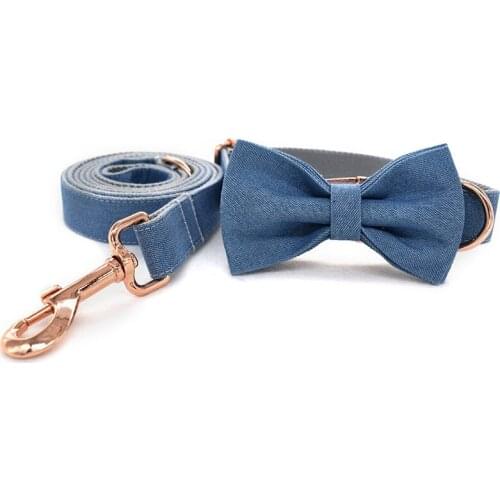 Personalized dog collar leash jean pet collar for small medium large dog custom ID tags name phone doggy rope straps supplies