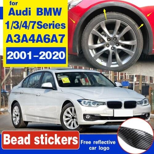 Fit for audi bmw 4pcs Universal Car Truck Carbon Fiber Rubber Wheel Eyebrow Protector Lip Sticker Trim Fender Flare Anti-scratch