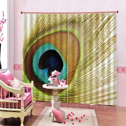 Custom Beautiful Feather Curtain Photo Print For Living room Bedroom Blackout Window Drapes Sets Customizable any size