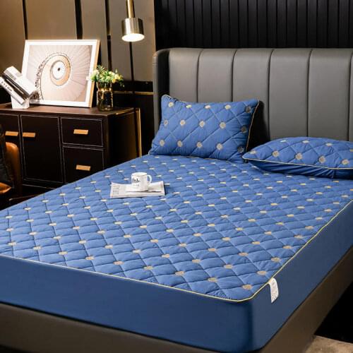 Bedding Quilted Mattress Protector Luxury Embroidered Bed Sheet Breathable Mattress Protector Large Double Bed Single