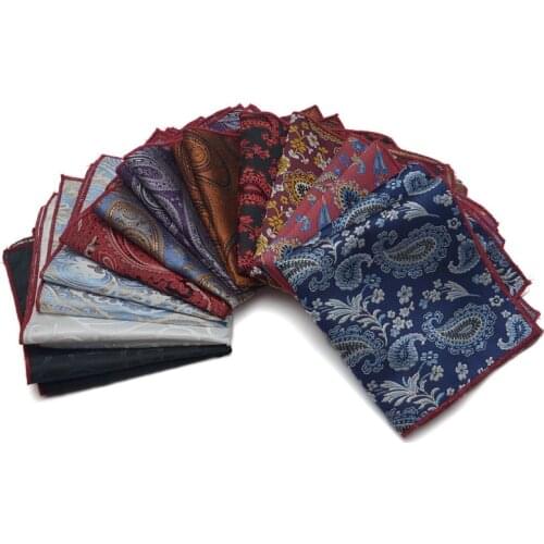 Luxury 25*25CM Mens Vintage Floral Paisley Silk Handkerchief Pocket Square Fashion Men Hanky For Wedding Party Chest Towel