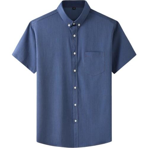 8XL 9XL 10XL Mens Blue Large Size Short Sleeve Shirt Summer New Trend Fashion Business Casual Thin Loose Top Male Brand Clothes