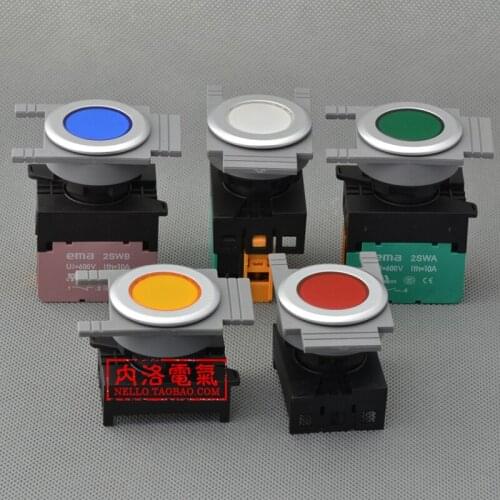 [SA]EMA 30mm illuminated pushbutton switch E3P1 * .A self-locking LED AC110 / 220V 1NO / 1NC--10pcs/lot