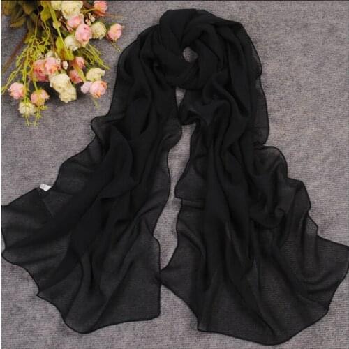 Chiffon Silk Scarf for woman Fashion solid silk scarves spring womens plain girl scarf polyester wrap female P5A16017