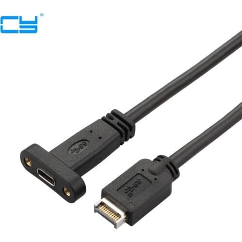 USB 3.1 Front Panel Header to USB-C Type-C Female Extension Cable with Panel Mount Screw 40cm