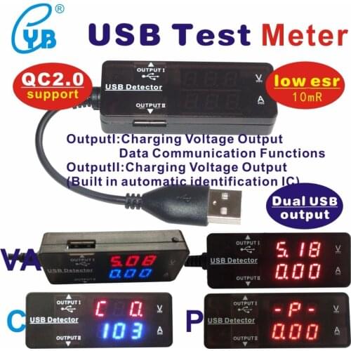 YB26VA USB Detector Voltmeter Ammeter Battery Capacity Monitor Power Tester Discharge Resister Voltage Current Meter USB Tester