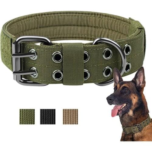 Military Tactical Dog Collar K9 Working Durable Nylon Collar Outdoor Training Five Gears Adjustable Buckle For Small Large Dog