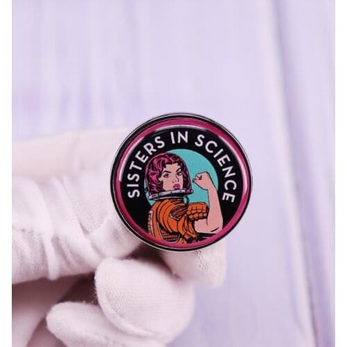 Sisters In Science Organisation Logo Brooch flexing nurse holding chemistry Badge Feminism Laple Pin Fashion Flair Addition